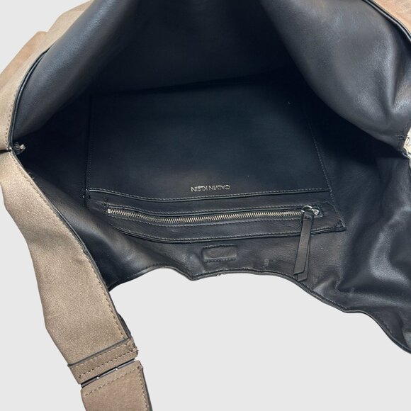 Calvin Klein Kylee Tote In Fawn Faux Leather Hobo Shoulder Bag - Picture 6 of 11